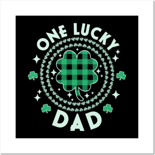 One Lucky Dad Irish St Patricks Day Shamrocks Green Funny Posters and Art